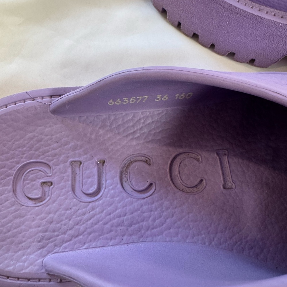 Gucci Lavender Purple Perforated GG Clog Mules - Picture 4 of 9